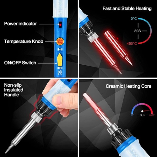 Wood Burning Pyrography Pen Tool Kit 60W 220V Craft Soldering Iron Gun Tips Set - Picture 4 of 14