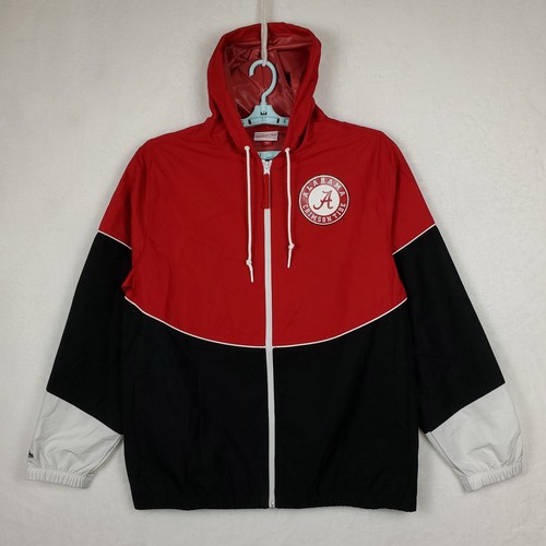 Alabama Crimson Tide Mitchell & Ness NCAA Large Windbreaker Jacket Black Red NWT - Picture 2 of 8