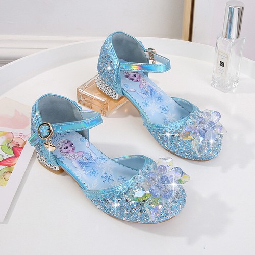 NIÑOS NIÑAS ELSA PRINCESA VESTIDO ELEGANTE FIESTA LENTEJUELAS PERFORACIÓN Elsa ZAPATOS SANDALIAS AU - Imagen 15 de 37
