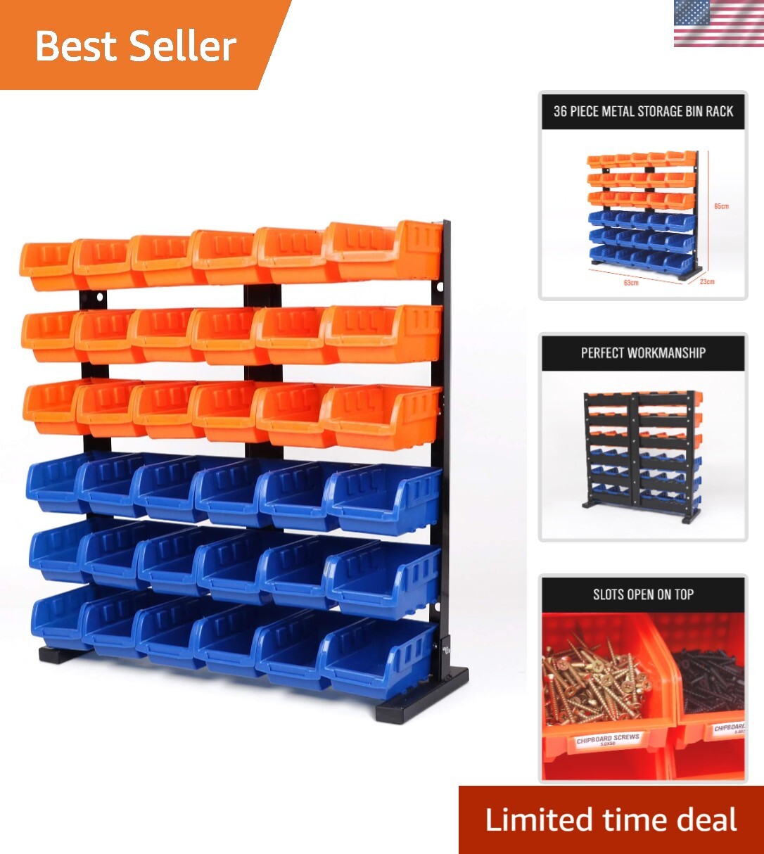 36-Piece Plastic Storage Bin Organizer for Tools and Garage Parts-image