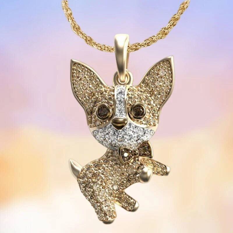 Women Chihuahua Dog Pet Cute Necklace Pendant Brown Jewelry Girls Gift  Necklaces