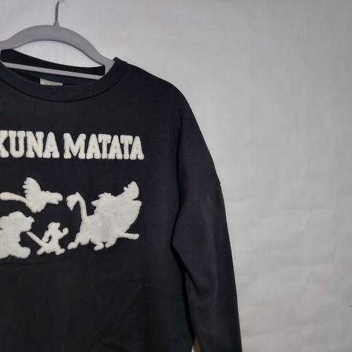 Disney Girl Sweatshirt S Lion King Hakuna Matata Sherpa Graphics Black Long Slve - Picture 3 of 9