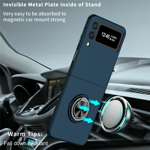 For-Samsung Galaxy Z Flip 4 3 5G Slim Matte Hard Case with Ring+Screen Protector - Picture 87 of 94