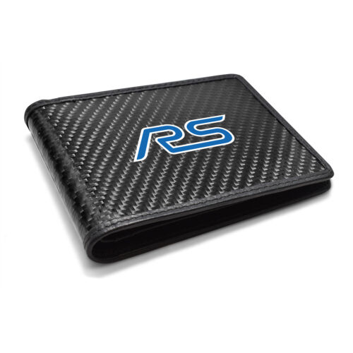 Ford Focus RS schwarz echte Kohlefaser Leder RFID-blockierende doppelfaltbare Geldbörse - Bild 2 von 5