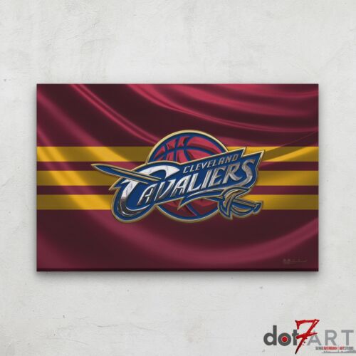 36"X24" Cleveland Cavaliers - 3D Badge over Silk Flag Open Edition Print - Foto 1 di 3