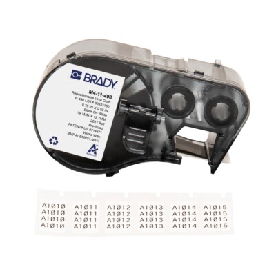 Brady M4-11-498 Precut Label Roll Cartridge,Vinyl,White