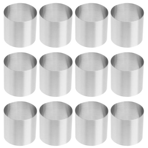 12 Pcs Cake Mold Stainless Steel Round Mousse Ring Molds for Baking Travel