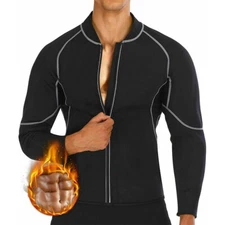 Men's Sauna Jacket - Heat Trapping Sweat Compression Top - Zip up Closure - US