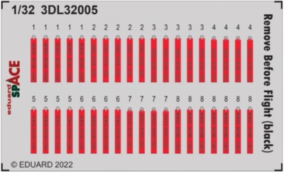 1/32 Eduard 3D Space #3DL32005 Remove Before Flight Tags (Black)