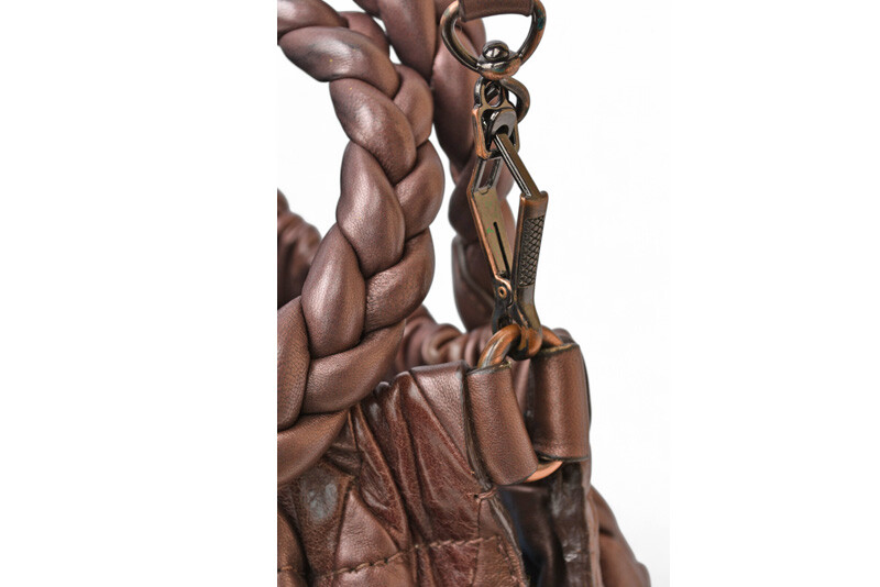 Miu Miu Handbag 2way Hobo Bag Patchwork Leather Metallic Brown
