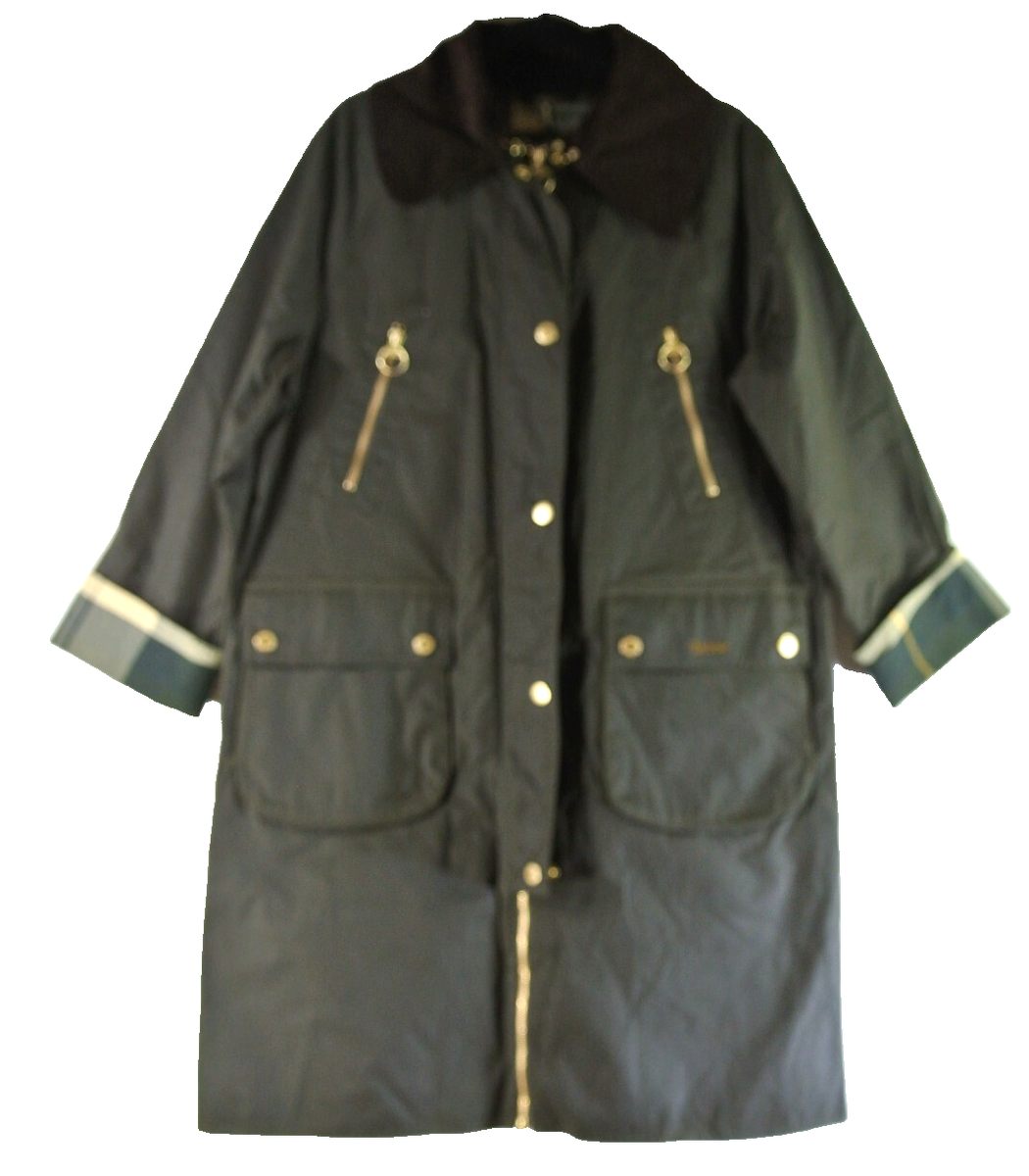 NEW BARBOUR Ebberston Waxed-Cotton Jacket Size 8 in Dark Green