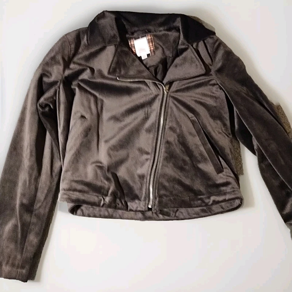 Jaqueta de Moto Lauren Conrad Veludo Feminina Tamanho Médio Nova Sem Etiquetas - Imagem 2 de 4