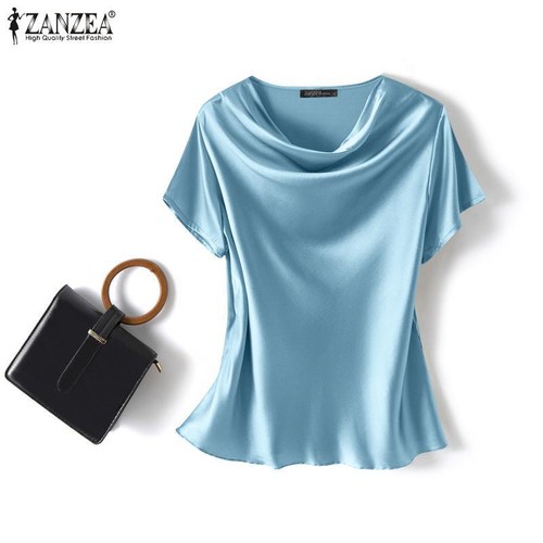 Women's Silk Shirt Loose Short-sleeved T-shirt Mulberry Silk Top Pullover Blouse - Picture 12 of 22