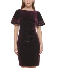 New $99 Jessica Howard  Women's Short Short Sleeve Round Neck Sheath Dress A3801