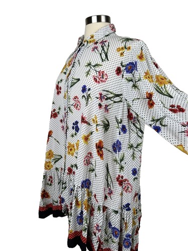 Chelsea Theodore TUNIC Top Women 1X Ruffle Floral Button Multicolor Peasant - Picture 6 of 9