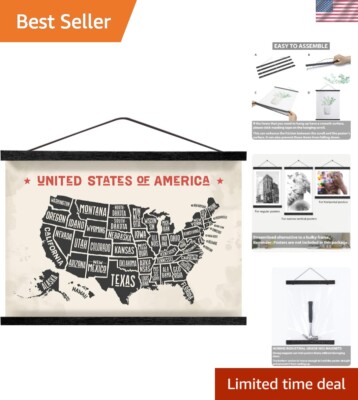 Magnetic Poster Hanger Frames 60 Inch Wide, Black, Strong Magnet, Premium Woo...