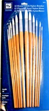 Lot of 12 Round White Nylon Brushes by Loew Cornell For Acrylic & Oils - NIP