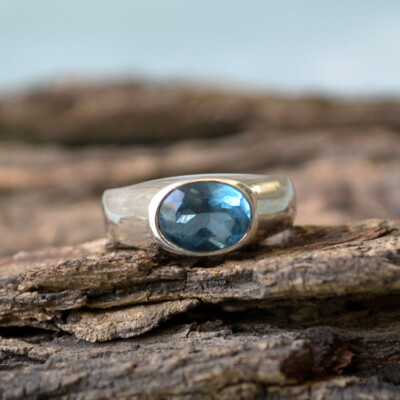 Natural Certified London Blue Topaz Gemstone 925 Sterling Silver Ring ...