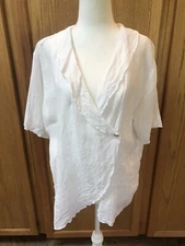 Match Point Womens Top Blouse Size Large L White 100% Linen Made in USA
