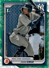 John Cruz /99 1st Bowman Prospects Green Pattern 2024 #BP-77 New York Yankees