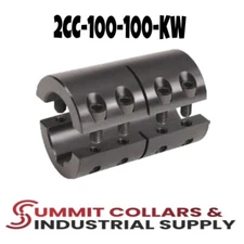 2CC-100-100-KW, 1" x 1" Rigid Shaft Coupling, Double Split With Keyway