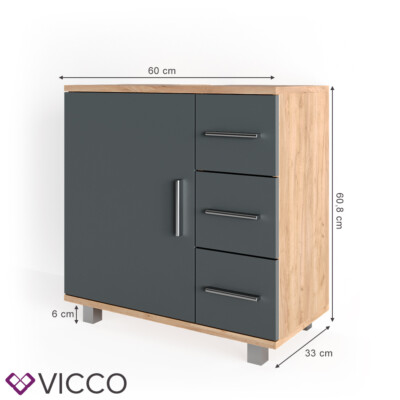 Vicco Sink Base Cabinet Ilias, Sonoma/White, 80 X 60.8 Cm