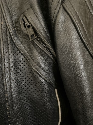 FRANK THOMAS LEATHER BIKERS JACKET VGC Size Uk 40 Zip Out Inner Armoured - Picture 5 of 18