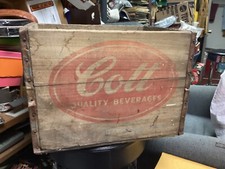 Ancienne boîte caisse bouteille soda pop bois boissons Cott années 50