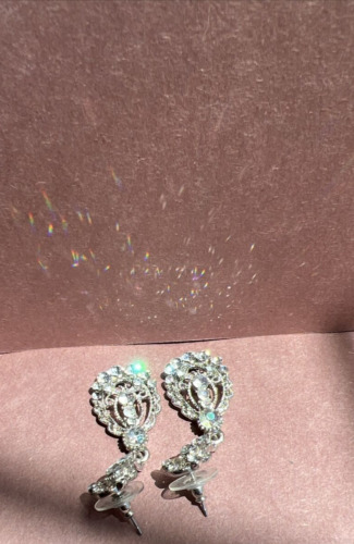 Clear AB Crystal Teardrop Dangle Earrings