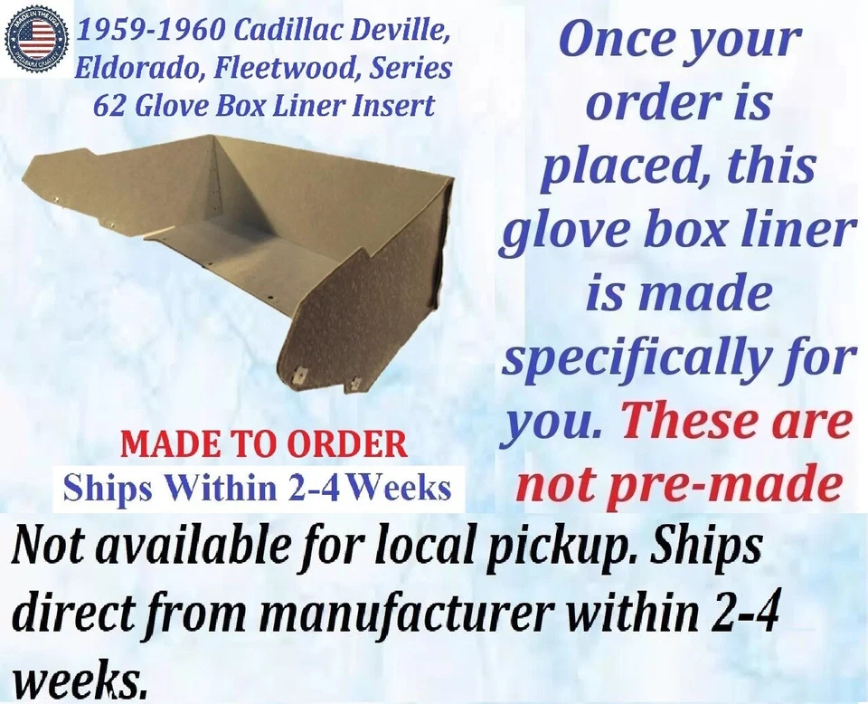 НОВЫЙ 1959-1960 CADILLAC ВОЙЛОЧНЫЙ ВКЛАДЫШ ДЛЯ ПЕРЧАТОЧНОГО ЯЩИКА #CAD-GBX-105 - Изображение 2 из 3