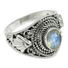 Rainbow Moonstone Ring, Handcrafted 925 Silver Jewelry, silver ring, handmade