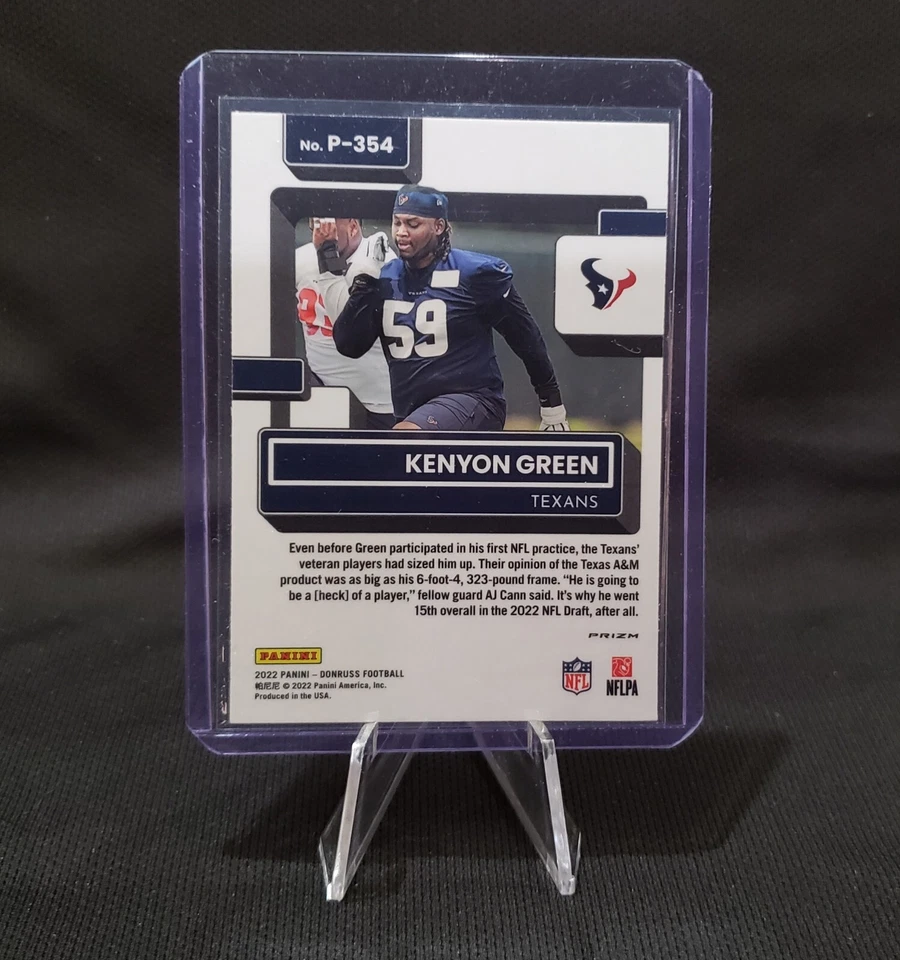 Kenyon Green 2022 Donruss Optic - Rated Rookie Green Velocity Prizm SSP Texans - Image 2 of 4