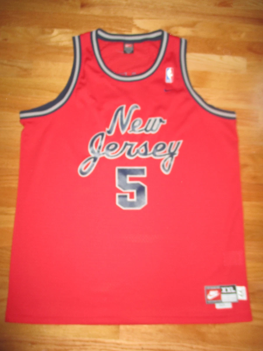 Nike JASON KIDD No. 5 NEW JERSEY NETS (2XL) Jersey RED