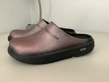 OOFOS OOCLOOG Luxe Rose Sparkle Slip On Clogs Recovery comfort shoes size 9 VGUC
