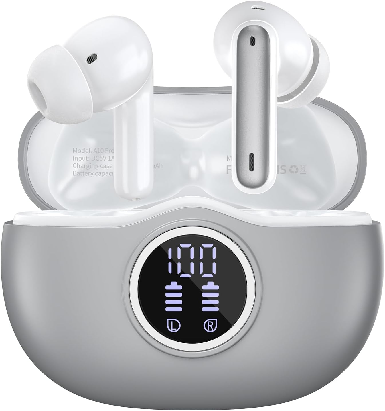 Wireless Earbuds Bluetooth 5.3 Headphones 40 Hrs Playtime with LED Display, Deep