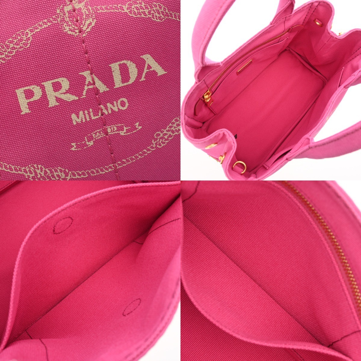 PRADA Canapa Mini Pink 1BG439 Women s Canvas Handbag A Rank Used  from japan thumbnail 8