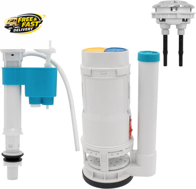 Toilet Dual Flush Valve, Fill Valve, Push Button, Small Drain Outlet Dia 2.5'',