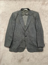 Vintage H Bar C Western Grey Suede Blazer Suit Jacket Yoke Made In USA Coat 48R