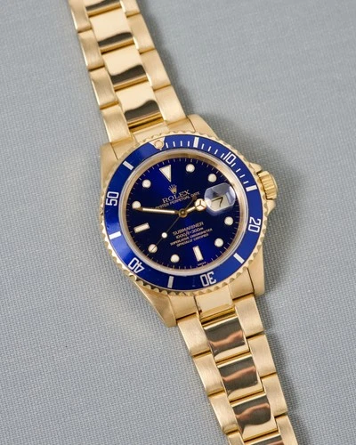 1985 Rolex Submariner 16808 18K Yellow Gold Blue Dial Vintage AS-IS