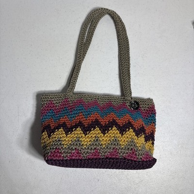THE SAK ORIGINALS FUN MULTI-COLORED CROCHETED CHEVRON HOBO/BOHO SHOULDER BAG
