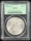 1884-CC $1 Morgan Dollar PCGS MS64 90% Silver Carson City US Coin