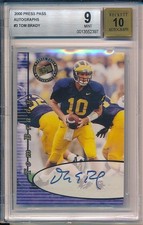 Tom Brady 2000 Press Pass Rookie Year Autograph Card BGS 9 10 Auto  !