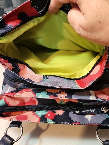 Lily Bloom Recycled Floral Navy Purse Zip Closure Large Multiple Compartments - Picture 8 of 12