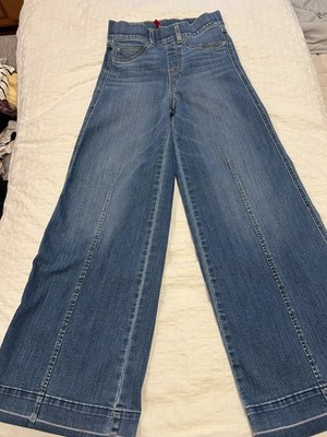 Spanx Seamed Front Wide Leg Jeans Pull On Shaping Stretchy Denim In Blue Size XS