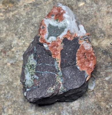 Calcite On Pretty Multi Colored Basalt Conglomerate From Copper Mine Michigan