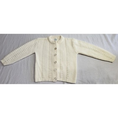Montgomery Ward Cardigan Sweater Girls 12-18 mos Cream Vintage Cable Knit