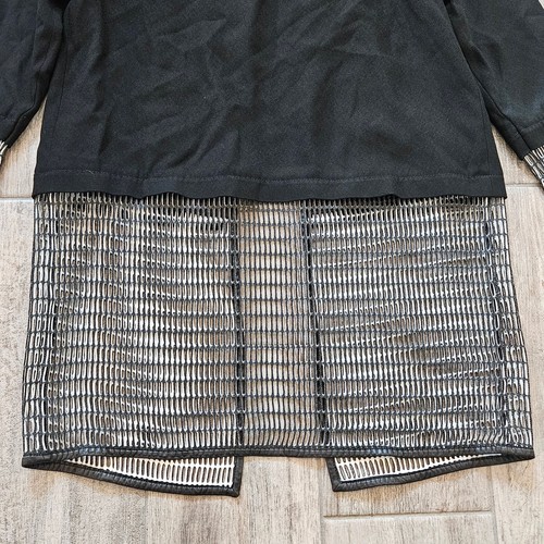 Elie Tahari Edition 1974 Soho Mesh Panel Long Coat Womens S Black Collarless - Picture 6 of 10