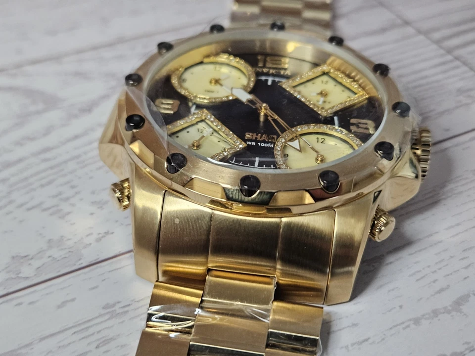 Invicta SHAQ Mens 58mm Quartz Stainless Steel Gold Tone Watch 33867 Night Glow - Image 4 of 4