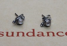 SUNDANCE CATALOG Sterling Silver Moonstone Stud Artisan Post Earrings