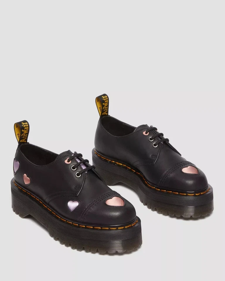 Zapatos Oxford Dr Martens 1461 Corazones Cuádruples Para Mujer Talla 11 Negro Plataforma ¡NUEVOS! Foto 2 de 4